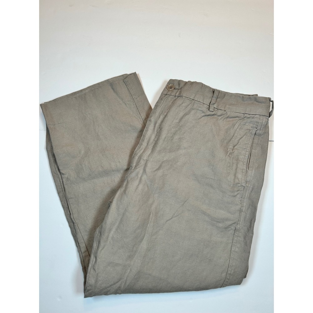 Island Importer Men's‎ 100% Linen Pants Size 38 x 27 Light Beige Casual Trousers